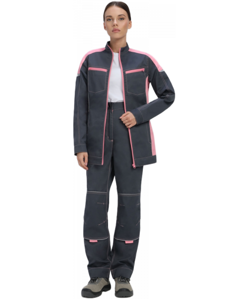 Костюм женский ProfLineSpecialist-1 (тк.Смесовая,240) брюки, серый, розовый