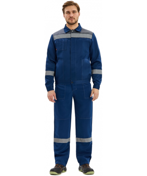 Костюм мужской Лигор-1 СОП К (тк.Смесовая,210) брюки, тёмно-синий, серый