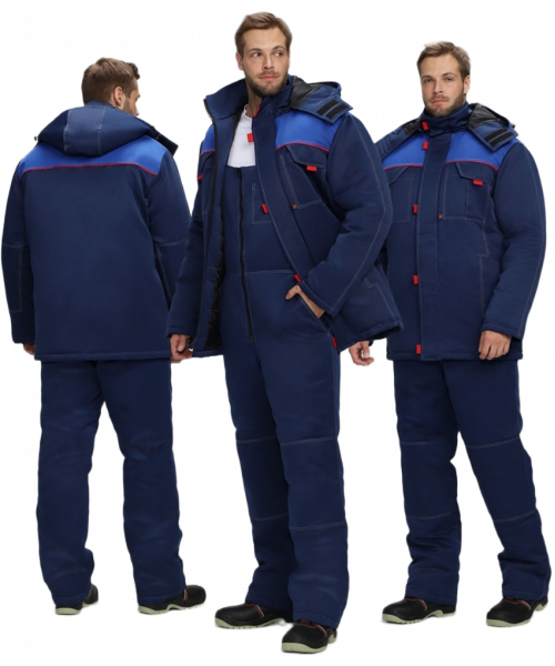 Костюм зимний мужской Флофт-2 (тк.Смесовая,210) полукомбинезон, тёмно-синий, васильковый