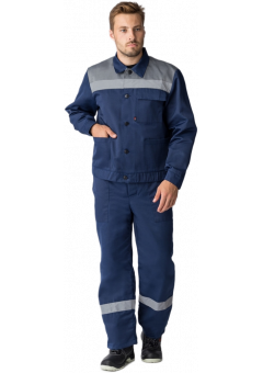 Костюм мужской Квайл-2 СОП (тк.Смесовая,210) полукомбинезон, тёмно-синий, серый