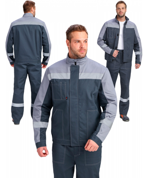 Костюм мужской Бриготек-1 СОП (тк.Смесовая,260) брюки, тёмно-серый, светло-серый
