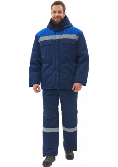 Костюм зимний Лигор-К (тк.Смесовая,210) брюки, тёмно-синий, васильковый