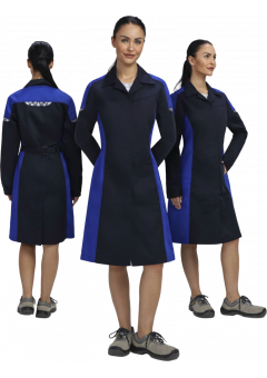 Халат женский ProfLineSpecialist (тк.Смесовая,240), тёмно-синий, васильковый