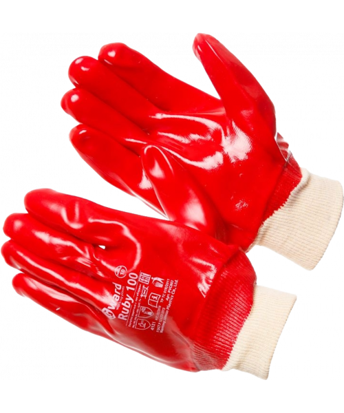 Перчатки Gward МБС ПВХ красные, Ruby100, PVC002