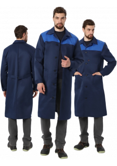 Халат мужской Лигор (тк.Смесовая,210), тёмно-синий, васильковый