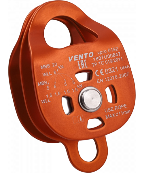Блок-ролик Vento™ двойной Double дюраль с подшипником, vpro 0192/vnt 1092