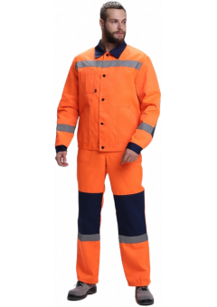 Костюм сигнальный Лигор-2 СОП (тк.Смесовая,210) полукомбинезон, оранжевый, тёмно-синий
