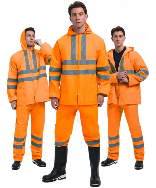 Костюм мужской влагозащитный сигнальный ProfLineSpecialist СОП (ПВХ,210), оранжевый