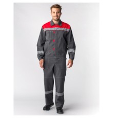 Костюм Липецк-1 СОП (тк.Смесовая,260) брюки, т.серый-меланж/красный