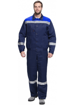 Костюм мужской Лигор-2 СОП (тк.Смесовая,210) полукомбинезон, тёмно-синий, васильковый