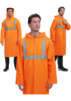 Плащ влагозащитный сигнальный ProfLineBase СОП (ПВХ,180), оранжевый