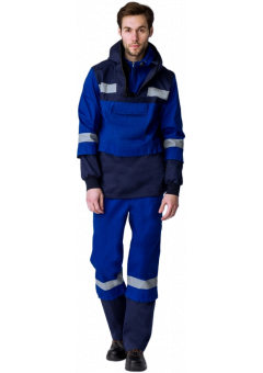Костюм мужской Антигнус-1 СОП (тк.Саржа,220) брюки, тёмно-синий, васильковый