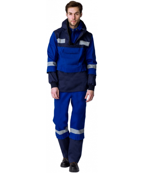 Костюм мужской Антигнус-1 СОП (тк.Саржа,220) брюки, тёмно-синий, васильковый