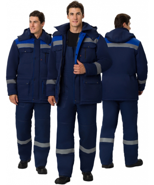 Костюм зимний мужской Нейч-2 СОП (тк.Смесовая,210) полукомбинезон, тёмно-синий, васильковый