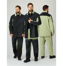 Костюм сварщика комбинированный 2 кл.защиты (тк.Брезент,550/Спилок S=2,3), черный/бежевый