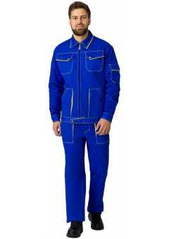 Костюм Лидер (тк.Саржа,250) брюки, васильковый, жёлтый