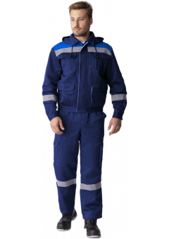 Костюм летний мужской Титан-2 СОП (тк. Смесовая, 210 гр/м2) полукомбинезон, тёмно-синий, васильковый
