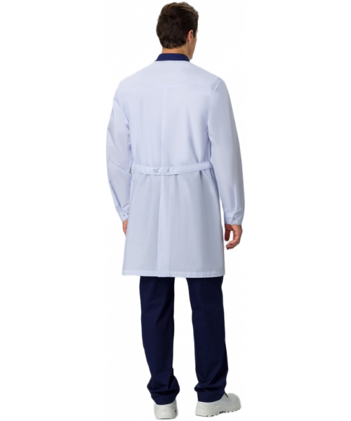 Халат мужской MedLine Марк (тк.Смесовая,120), белый, тёмно-синий