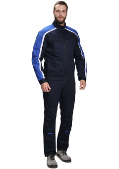 Костюм летний Алькор (тк. Карелия, 260 гр/м2) полукомбинезон, тёмно-синий, васильковый