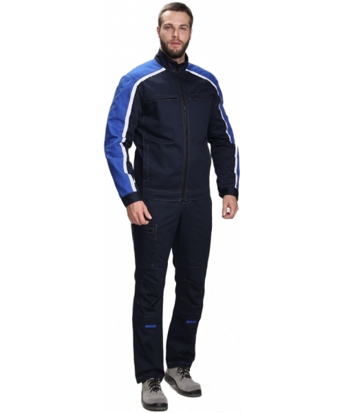 Костюм летний Алькор (тк. Карелия, 260 гр/м2) полукомбинезон, тёмно-синий, васильковый