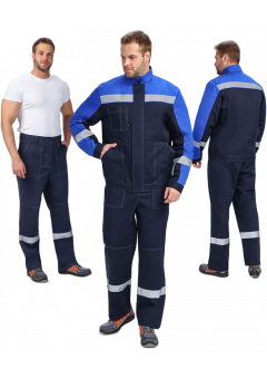 Костюм мужской Бриготек-1 СОП (тк.Смесовая,260) брюки, тёмно-синий, васильковый