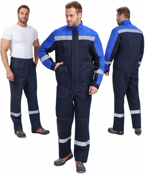 Костюм мужской Бриготек-1 СОП (тк.Смесовая,260) брюки, тёмно-синий, васильковый