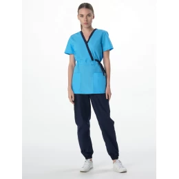 Костюм женский Симпл-001, ткань Смесовая, 120 г/м2, MedLine, цвет тёмно-синий, голубой