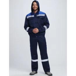 Костюм Титан СОП с капюшоном, ткань Смесовая, 210 г/м2, полукомбинезон, цвет тёмно-синий, васильковый