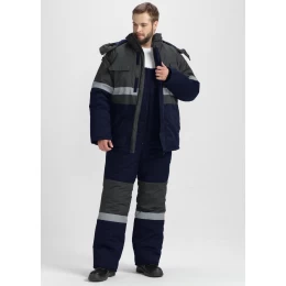 Костюм зимний Профи-Норд IMP, ткань Смесовая, 240 г/м2, полукомбинезон, цвет тёмно-синий, серый