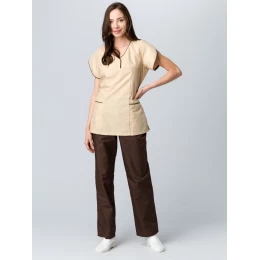 Костюм женский Мокко, ткань Тиси, 120 г/м2, цвет коричневый, бежевый