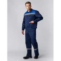 Костюм Труженик-2 СОП, ткань Смесовая, 210 г/м2, полукомбинезон, цвет тёмно-синий, васильковый