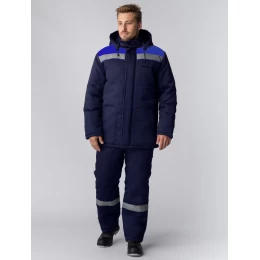 Костюм зимний Партнер, ткань Смесовая, 210 г/м2, полукомбинезон, цвет тёмно-синий, васильковый