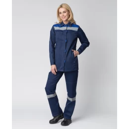 Костюм женский Весна-1 СОП, ткань Смесовая, 210 г/м2, куртка, брюки, цвет тёмно-синий, васильковый