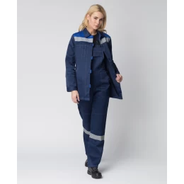 Костюм женский Весна-2 СОП CH, ткань Смесовая, 210 г/м2, полукомбинезон, цвет тёмно-синий, васильковый