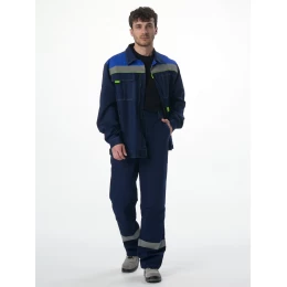 Костюм Фаворит-1 СОП, ткань Смесовая, 210 г/м2, куртка, брюки, цвет тёмно-синий, васильковый
